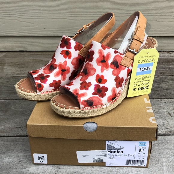 TOMS Monica Poppy Watercolor Platform Wedge - Picture 5 of 6